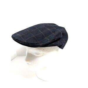 Country Gentleman Wool Blend Newsboy Cap Hat Medium Dark Gray Plaid Fitted